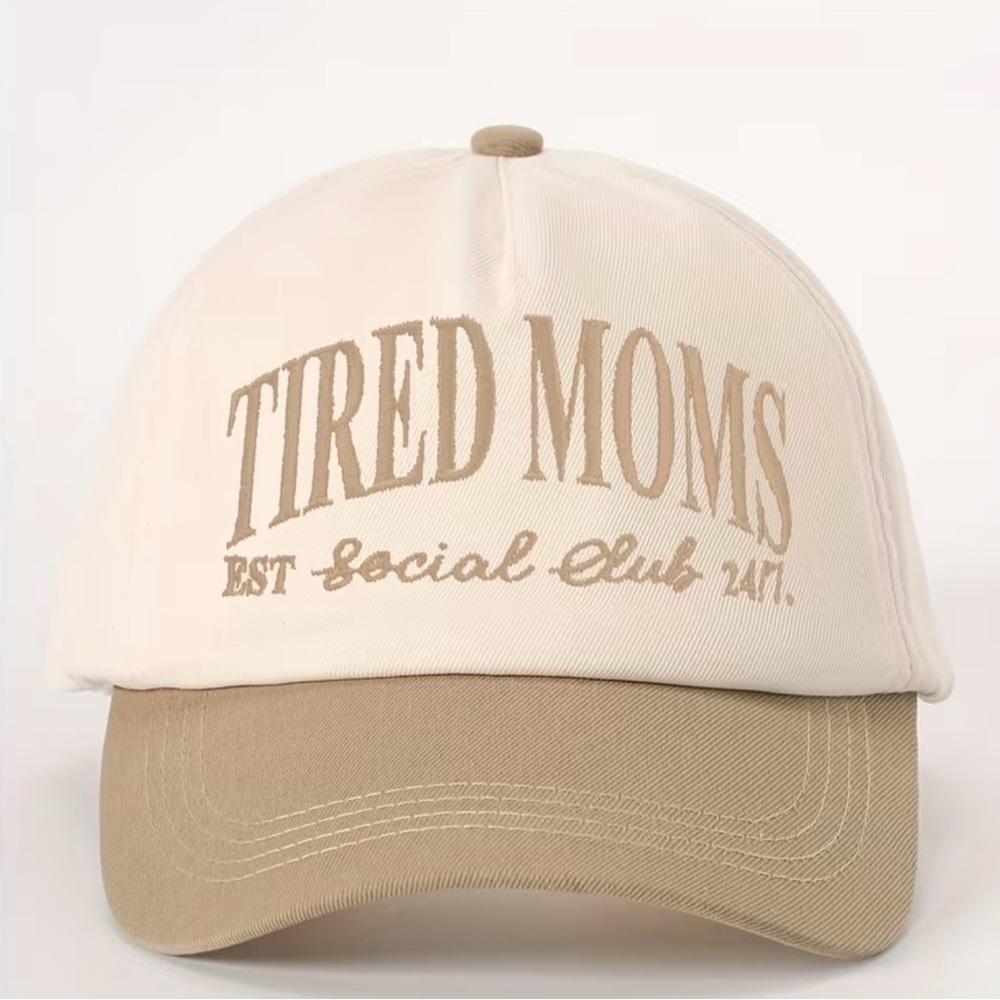 NWOT Beige and Cream Tired Moms Cap